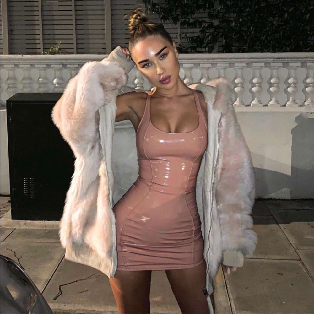 Kim k Sexy PU leather mini body fitting dress